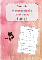 Vorschau - Arbeitsblätter - Lesetraining Wochenaufgabe Buchstabe -ß (Reihenfolge Zebra) - Deckblatt