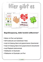 Vorschau - Bildkarten - Erster Schultag Begrüßungssong 🎤 Noten Text mp3 und Playback • Musik - Seite 1