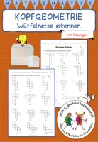 Vorschau - Arbeitsblätter - Kopfgeometrie "Würfelnetze erkennen" - Geometrie / Würfel - mit Lösung - Deckblatt