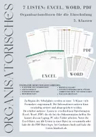 Vorschau - Anderer Materialtyp - 7 Organisationslisten für den Schuljahresbeginn 5. Klasse - Deckblatt