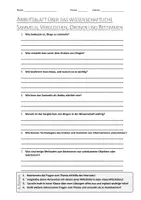 Vorschau - Arbeitsblätter - AB mit Fragen zum Thema "Sammeln, Vergleichen, Ordnen und Bestimmen" + Lösungsblatt - Deckblatt