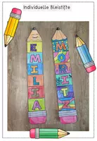 Vorschau - Mal- und Bastelvorlagen - Bleistift Kunstprojekt - Mein Name - Bastelvorlage inklusive Cliparts - Seite 1