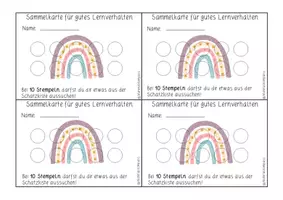 Vorschau - Arbeitsblätter - Sammelkarten für gutes Lernverhalten! BELOHNUNGSSYSTEM - Seite 1