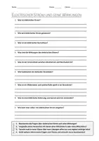 Vorschau - Arbeitsblätter - Lernposter + AB mit Fragen zum Thema "Elektrischer Strom und seine Wirkungen" + Lösungsblatt + Mindmap - Seite 1