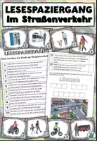Vorschau - Arbeitsblätter - Lesespaziergang "Was machen die Leute im Straßenverkehr?" DaZ / DaF / Deutsch - Deckblatt