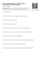 Vorschau - Arbeitsblätter - 1 Video - 10 Fragen: Enzyme als Biokatalysatoren- Was sind Enzyme? Enzymaktivität - Stoffwechselbiologie - Deckblatt