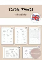 Vorschau - Arbeitsblätter - school things: Arbeitsblätter (vocabulary / listen / read and colour) - Deckblatt