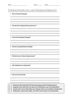 Vorschau - Arbeitsblätter - AB mit Fragen zum Thema "Stromversorgung und Energieverbrauch" + Lösungsblatt - Deckblatt