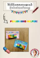 Vorschau - Mal- und Bastelvorlagen - Willkommensgruß Einschulung | Radiergummi FREEBIE - Deckblatt