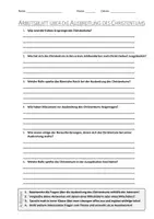Vorschau - Arbeitsblätter - AB mit Fragen zum Thema "Die Ausbreitung des Christentums" + Lösungsblatt - Deckblatt