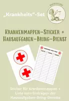 Vorschau - Bildkarten - Aufkleber Krankenmappe, Hausaufgaben-Bring-Dienst - Deckblatt