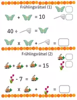 Vorschau - Spiele - Frühling Mathematikrätsel (Level 1) - Seite 1
