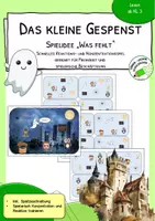 Vorschau - Stationenlernen - Was fehlt? - Konzentrationsspiel - passend zu "Das kleine Gespenst" - Deckblatt