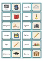 Vista previa - Juegos / Gamificación - Los materiales escolares - juego de dominó para primaria - página 1