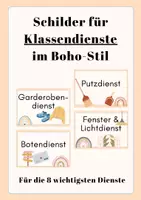 Vorschau - Poster - Schilder für Klassendienste im Boho-Stil - Deckblatt