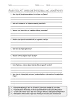 Vorschau - Arbeitsblätter - AB mit Fragen zum Thema "Herstellung von Papier" + Lösungsblatt + Infografik - Deckblatt