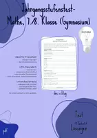 Vorschau - Test - Jahrgangsstufentest: Mathe 7./8. Klasse (Gymnasium) inkl. Lösungen & Feedbackbogen - Deckblatt