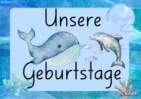 Vorschau - Mal- und Bastelvorlagen - Geburtstagskalender Unterwassertiere in Basisschrift - Seite 3