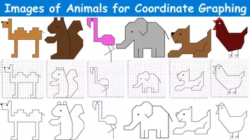 Προεπισκόπηση - Clipart / Γραφήματα - Images of animals for coordinate graphing - Εξώφυλλο