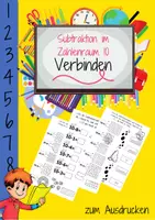 Vorschau - Arbeitsblätter - Subtraktions-Abenteuer bis 10: Verbinde die Zahlen! - Deckblatt