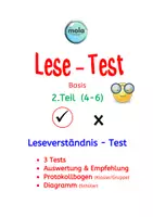 Vorschau - Test - LESE - TEST : Satzverständnis (richtig / falsch) Teil 2 - Deckblatt