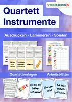 Vorschau - Mal- und Bastelvorlagen - Musik 🎶 Musikinstrumente 🎸 Quartett 32 Karten • Arbeitsblätter - Deckblatt