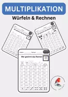 Vorschau - Mal- und Bastelvorlagen - Malrechnen / Würfelrennen - Würfeln - Rechnen - Malen - Deckblatt