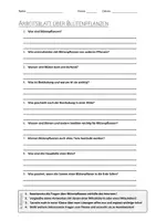 Vorschau - Arbeitsblätter - AB mit Fragen zum Thema "Blütenpflanzen" + Lösungsblatt - Deckblatt