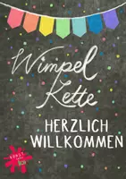 Vorschau - Mal- und Bastelvorlagen - Wimpelkette / Girlande HERZLICH WILLKOMMEN in den Farben des Regenbogens - Seite 1