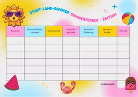 Vorschau - Arbeitsblätter - Stadt-Land-Sommer: Spiel zum Schuljahresanfang, Schulbeginn - Seite 1