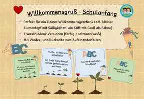 Vorschau - Mal- und Bastelvorlagen - Willkommensgruß zum Schulanfang (Klasse 1) #schulstartbyextraklasse - Seite 1