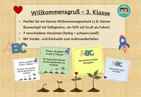 Vorschau - Mal- und Bastelvorlagen - Willkommensgruß für den Schuljahresanfang (Klasse 3) #schulstartbyextraklasse - Seite 1