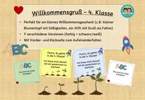 Vorschau - Mal- und Bastelvorlagen - Willkommensgruß zum Schuljahresanfang (Klasse 4) #schulstartbyextraklasse - Seite 1