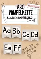 Vorschau - Mal- und Bastelvorlagen - Klassenzimmerdeko line art & Boho: Wimpelkette ABC - Deckblatt