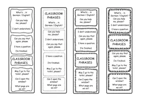 Vorschau - Arbeitsblätter - Bookmarks - Classroom phrases - Seite 1