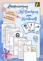 Vorschau - Arbeitsblätter - Lesespaziergang - Auf Tauchgang zum Korallenriff (Meer) - Deckblatt