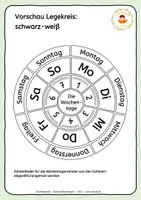 anteprima - Flashcard - Giorni della settimana in tedesco - Circolo della disposizione - Deutsche Wochentage - Legekreis - Pagina 3
