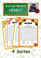 Vorschau - Arbeitsblätter - Suchsel Wortgitter Rätsel September Oktober November Herbst - Deckblatt