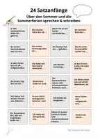Vorschau - Arbeitsblätter - Sommerferien - Erzähl von deinem Sommer! 24 Satzanfänge - Seite 1