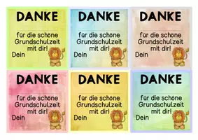 Vorschau - Bildkarten - Grußkärtchen Löwenklasse - DANKE für die schöne Grundschulzeit mit dir! - Seite 2