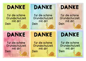 Vorschau - Bildkarten - Grußkärtchen Schneckenklasse - DANKE für die schöne Grundschulzeit mit dir! - Seite 2
