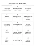 Vorschau - Arbeitsblätter - Phrase Cards Personal pronouns - objects BL2 U5 - Deckblatt