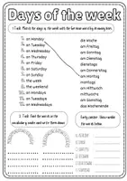 Vorschau - Arbeitsblätter - Wochentage mit Lösungen: Days of the week in English - Deckblatt