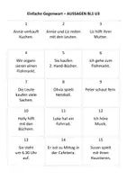 Vorschau - Arbeitsblätter - Phrase Cards Einfache Gegenwart - AUSSAGEN BL1 U3 - Seite 1