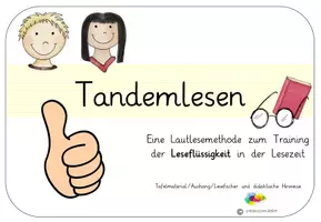 Vorschau - Poster - Tandemlesen - Lesezeit/Leseband - in Grundschrift - Tafelmaterial/Aushang - Deckblatt