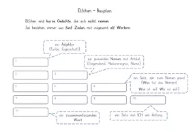 Vorschau - Arbeitsblätter - Elfchen Bauplan - Deckblatt