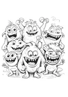 Vorschau - Mal- und Bastelvorlagen - Monsterfamilie zum Anmalen Feebie Ausmalbild Halloween - Seite 1