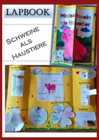 Vorschau - Mal- und Bastelvorlagen - Materialpaket Lapbook, Test, Quiz über Minischweine - Deckblatt