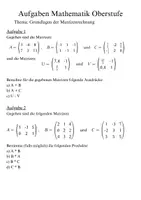 Vorschau - Arbeitsblätter - Mathematik Aufgaben Grundlagen der Matrizenrechnung - Seite 1
