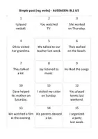 Vorschau - Arbeitsblätter - Phrase Cards Simple past reg verbs - AUSSAGEN - BL1 U5 - Deckblatt